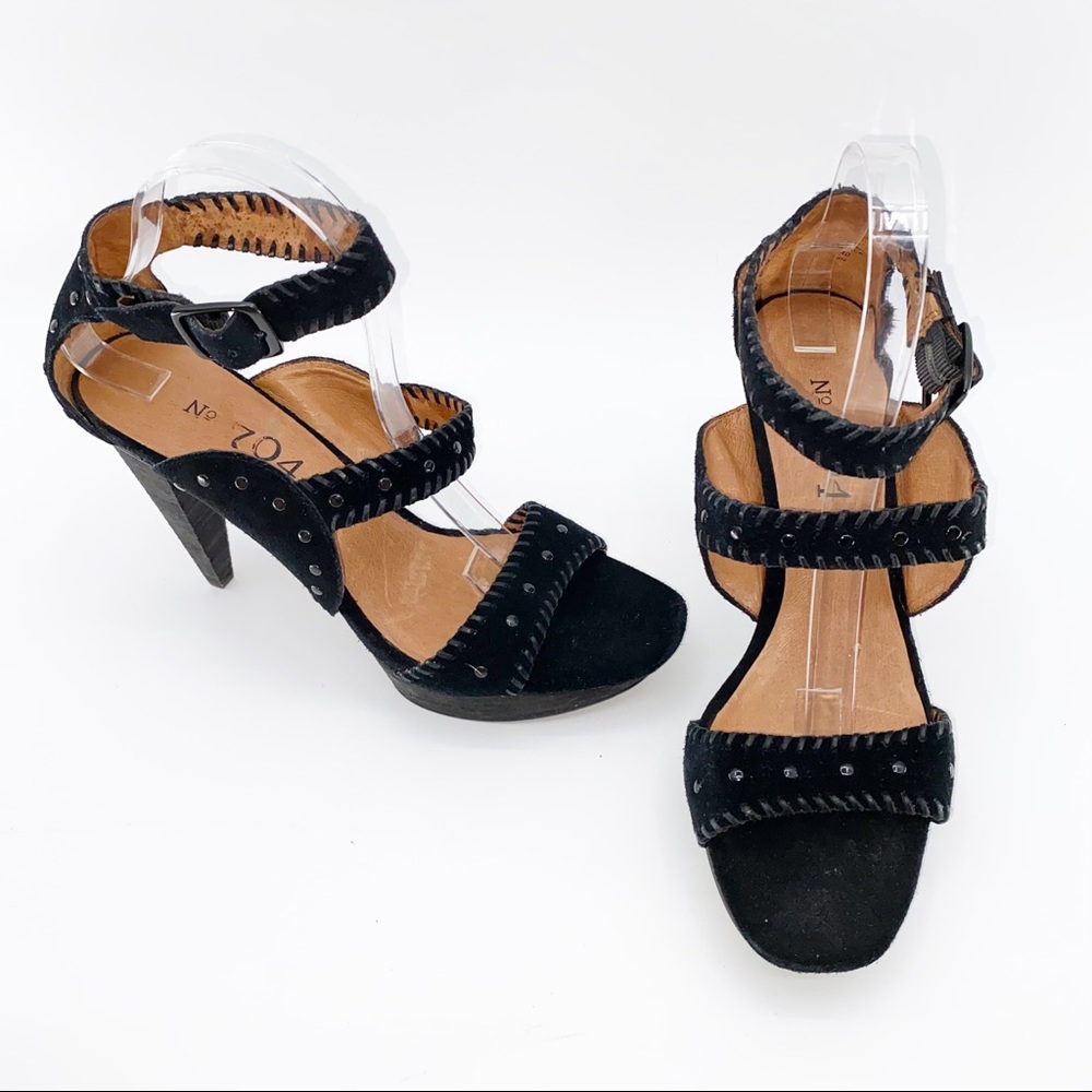 Anthropology No 704b Suede Leather Whipstitch Studded Stiletto